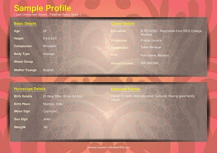 Marriage Biodata Sample for Saini Bride