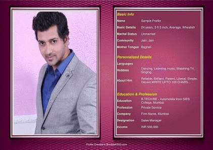 Sample Biodata Format For Marriage for Saini Groom